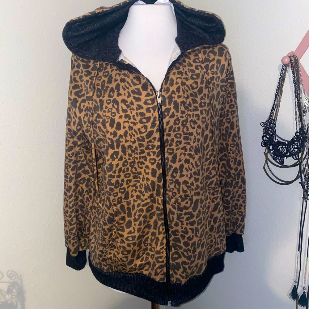 Lily pad cheetah zip-up sweatshirt